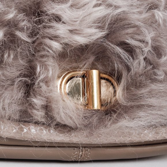 Nina Ricci Taupe Fur Watersnake Bracelet PM Shoulder Bag - Picture 10 of 12